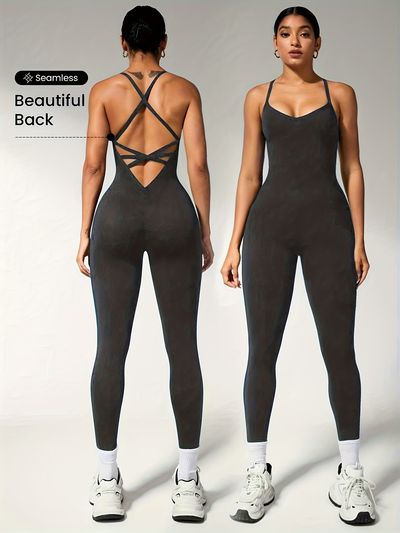 Cross-Shoulder Yoga Jumpsuit